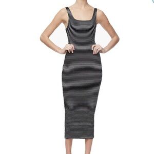 Good American Black and White Bodycon Midi Dress